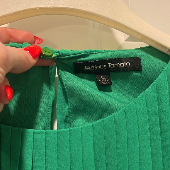 Jealous Tomato boutique St Patrick’s Day Green pleated too Large elastic waist L - Picture 3 of 6